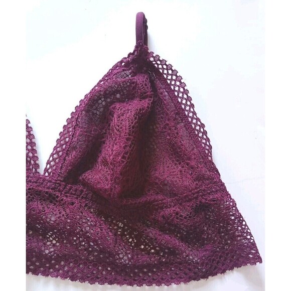 Victoria's Secret Triangle Bralette Size Large Lace Burgundy Wine   Adjustable - Picture 5 of 6